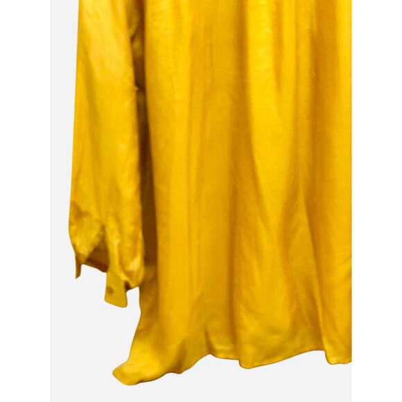 Details Express Vintage Silk Blouse Plus Size 24 Mustard Yellow Button Down - Picture 5 of 8
